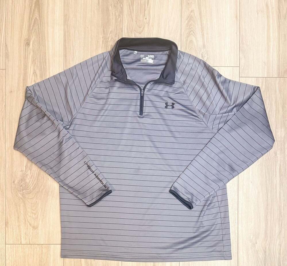 Under Armour Gray Striped Long Sleeve 1/4 Zip Pullover